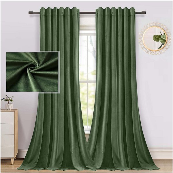 BTTO V&G Gardine VerdunkelungVorhang 2 St Samt,Multifunktionsband Vorhang Blickdicht, Thermovorhänge, BXH:132X213cm/132X244cm/132X274cm Vorhang