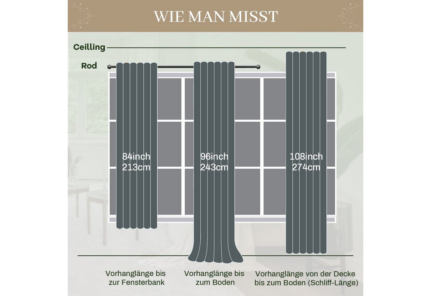 BTTO V&G Gardine Vorhang blickdicht,Verdunklungsgardine,Vorhang Samt Velvet (2 St), abdunkelnd, Thermogardine – Bild 3 von 5
