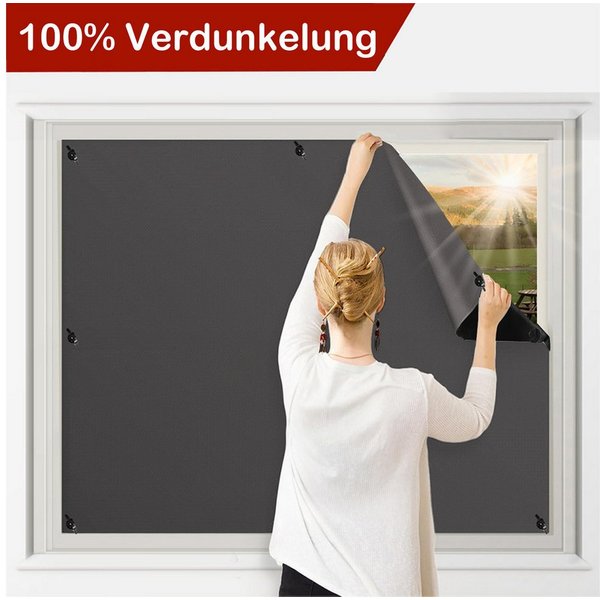 Verdunklungsrollo Verdunklungsrollo Ohne Bohren,Blackout Vorhang mit Saugnäpfen, BTTO V&G, Saugnäpfen, 100% verdunkelnd,für Kinderzimmer Wohnzimmer Schlafzimmer