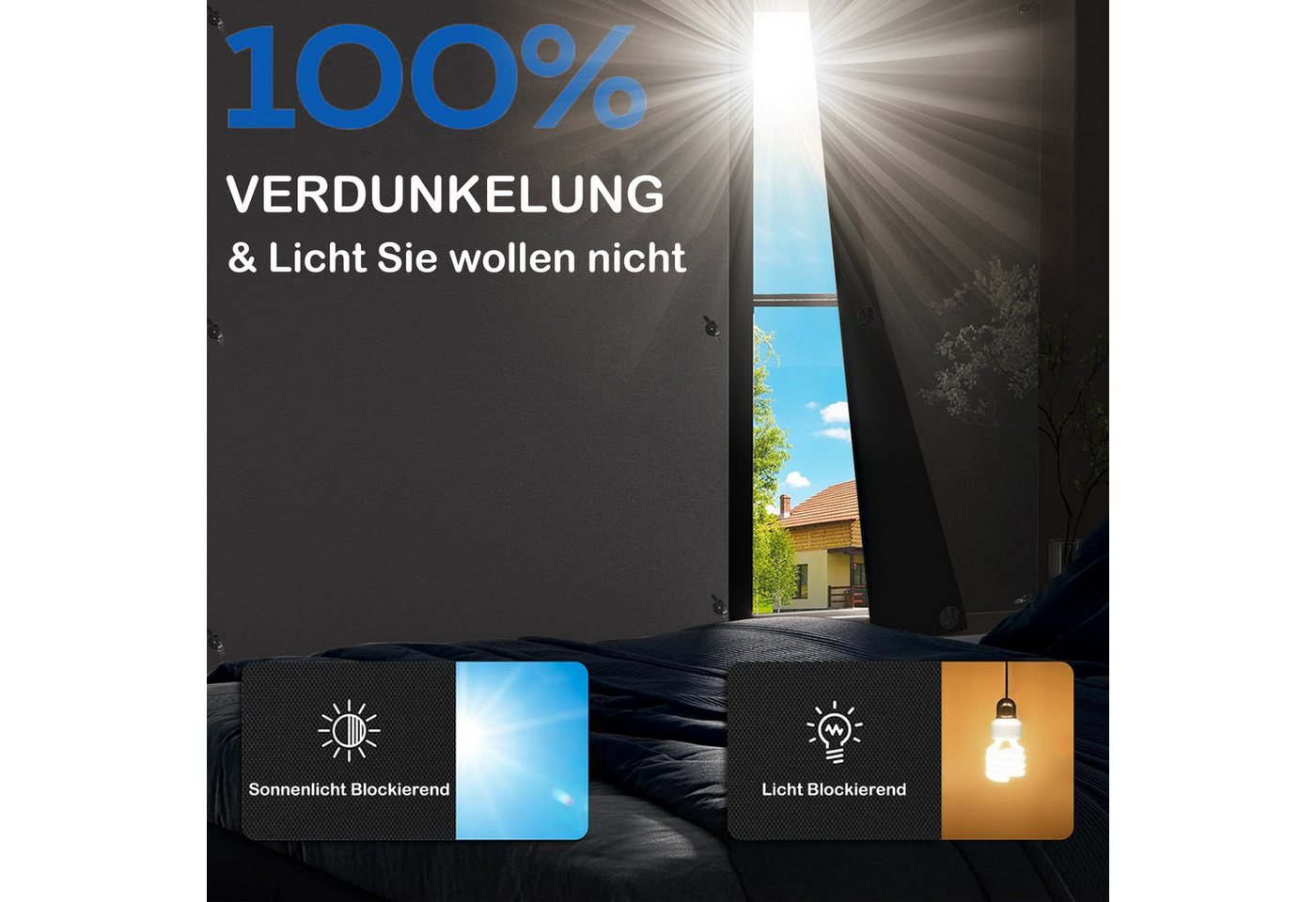 Verdunklungsrollo Verdunklungsrollo Ohne Bohren,verdunkelungsvorhang sonnenschutz, BTTO V&G, verdunkelnd, Portable Verdunklungsfolie Für Fenster,100% Dachfenste – Bild 5 von 5