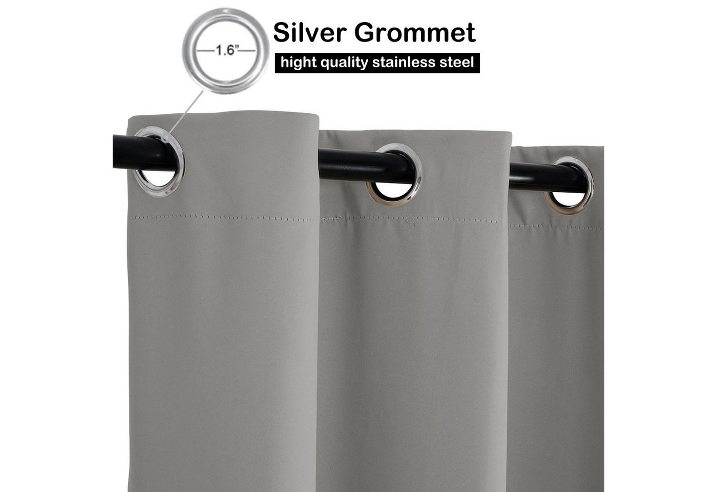 BTTO V&G Vorhang Outdoor Vorhänge,Winddicht Outdoor Gardinen mit Ösen Oben und Unten, Wasserdicht – Bild 4 von 5