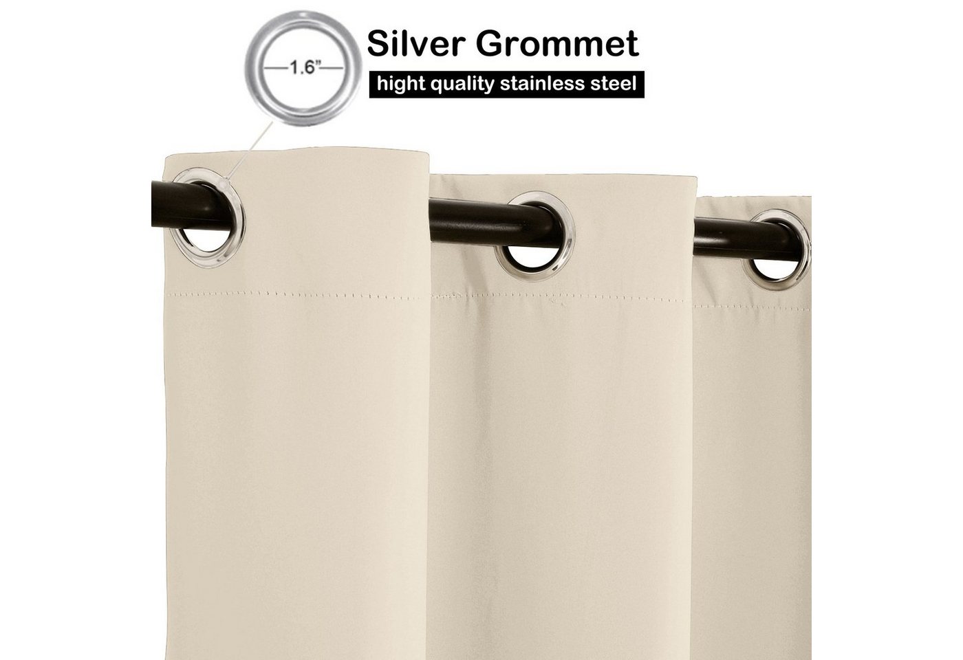 BTTO V&G Vorhang Outdoor Vorhänge,Winddicht Outdoor Gardinen mit Ösen Oben und Unten, Wasserdicht – Bild 4 von 5