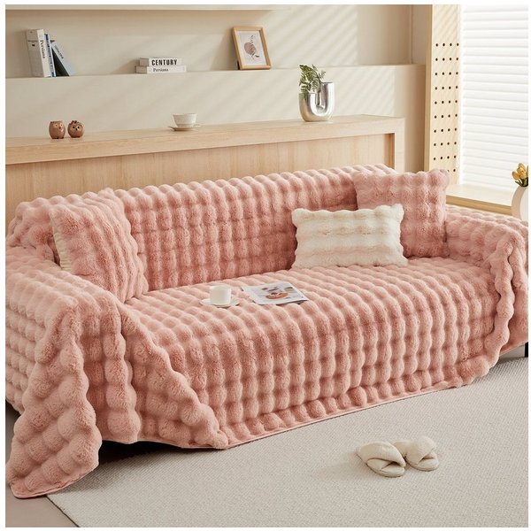 Wohndecke Kunstfelldecken Kaninchen Plüsch Decke,Soft Wohndecke Tagesdecke, BTTO, Warme Überwurfdecke Sofadecke, Blanket Für Bett Sofa Schlafzimmer Büro