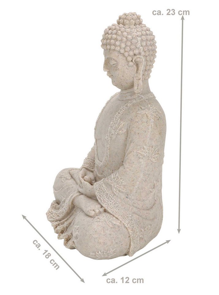 Bubble-Store Buddhafigur Buddha Figur sitzend in Stein-Optik (Buddha Figur 23 cm, 1 St., Buddha im Lotussitz), Buddha Dekofigur – Bild 2 von 5