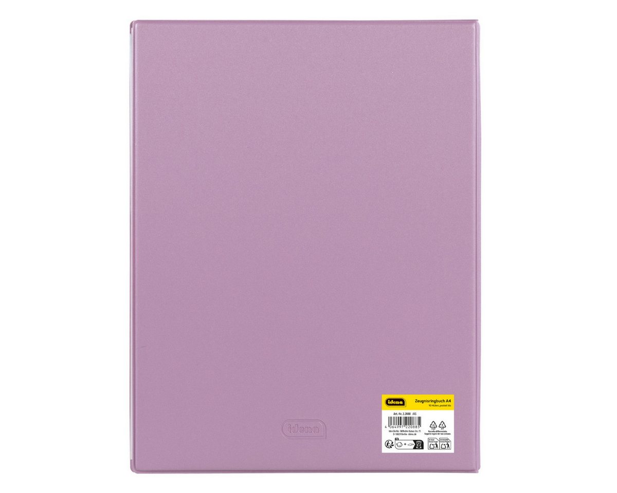 Idena Buchbindemappe Idena Zeugnismappe Ringbuch mit 10 Klarsichthüllen 100µ pastell lila, DIN A4, ( – Bild 3 von 5