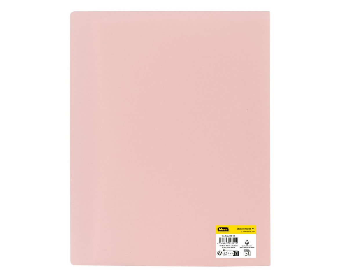 Idena Buchbindemappe Idena Zeugnismappe Sichtbuch mit 12 Klarsichthüllen 100µ pastell rosa, DIN A4, ( – Bild 3 von 5