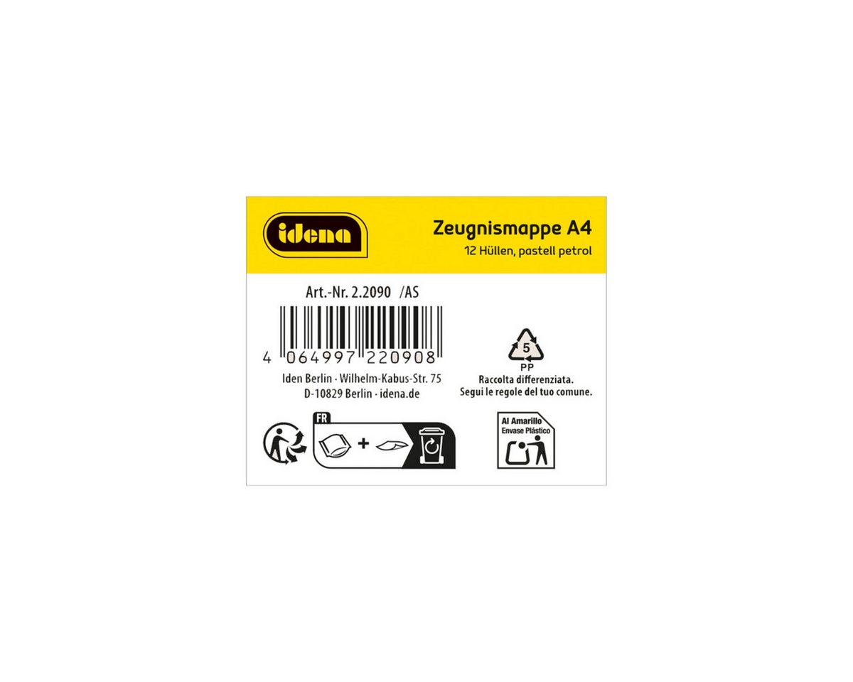 Idena Buchbindemappe Idena Zeugnismappe Sichtbuch mit 12 Klarsichthüllen 100µ pastell petro, DIN A4, ( – Bild 4 von 5