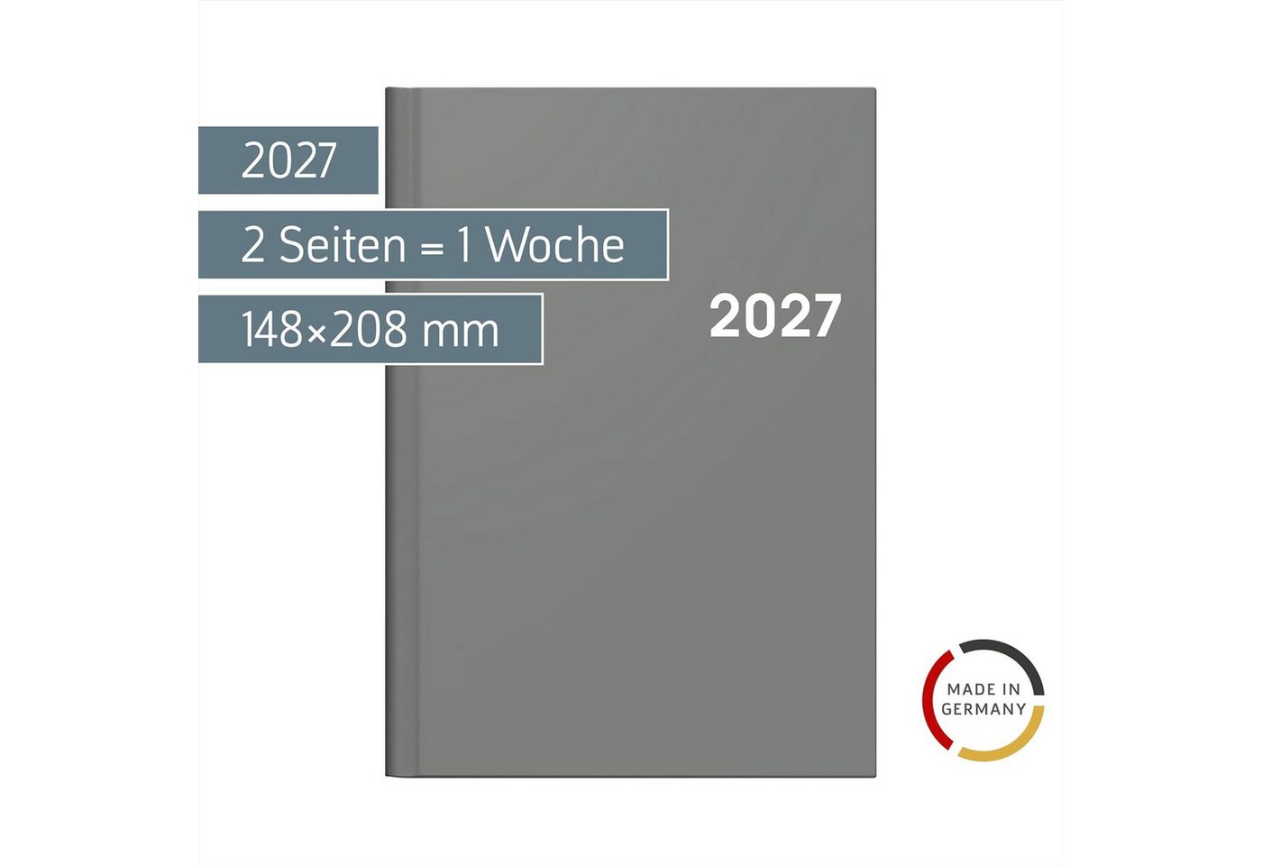 BRUNNEN Buchkalender BRUNNEN Buchkalender Mod. 796 2027, A5, Kunststoff, grau – Bild 2 von 3