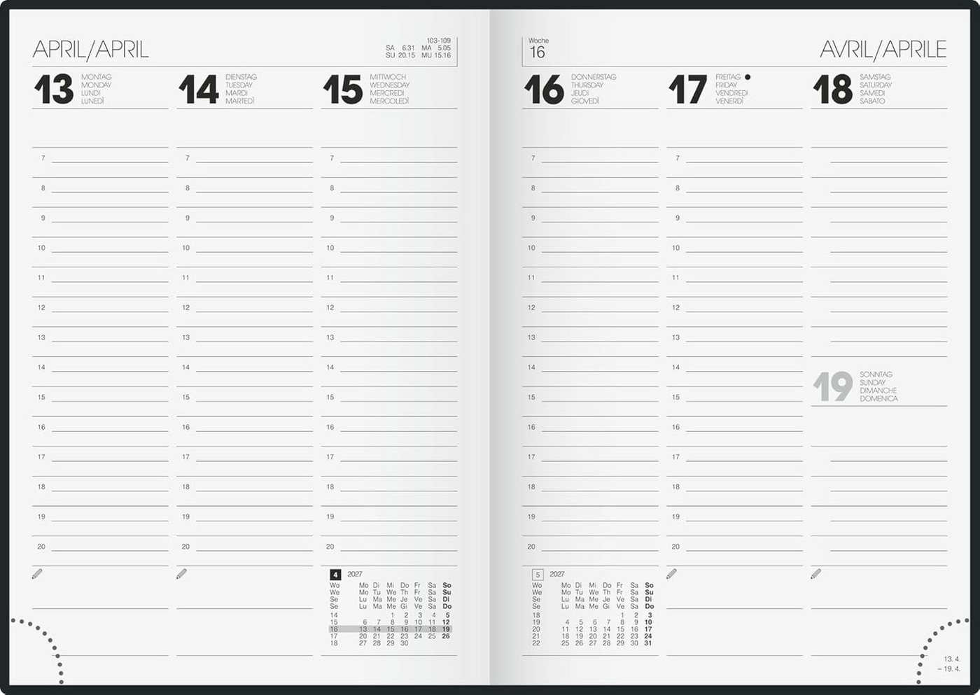 BRUNNEN Buchkalender BRUNNEN Buchkalender Mod. 796 2027, A5, Kunststoff, grau – Bild 3 von 3