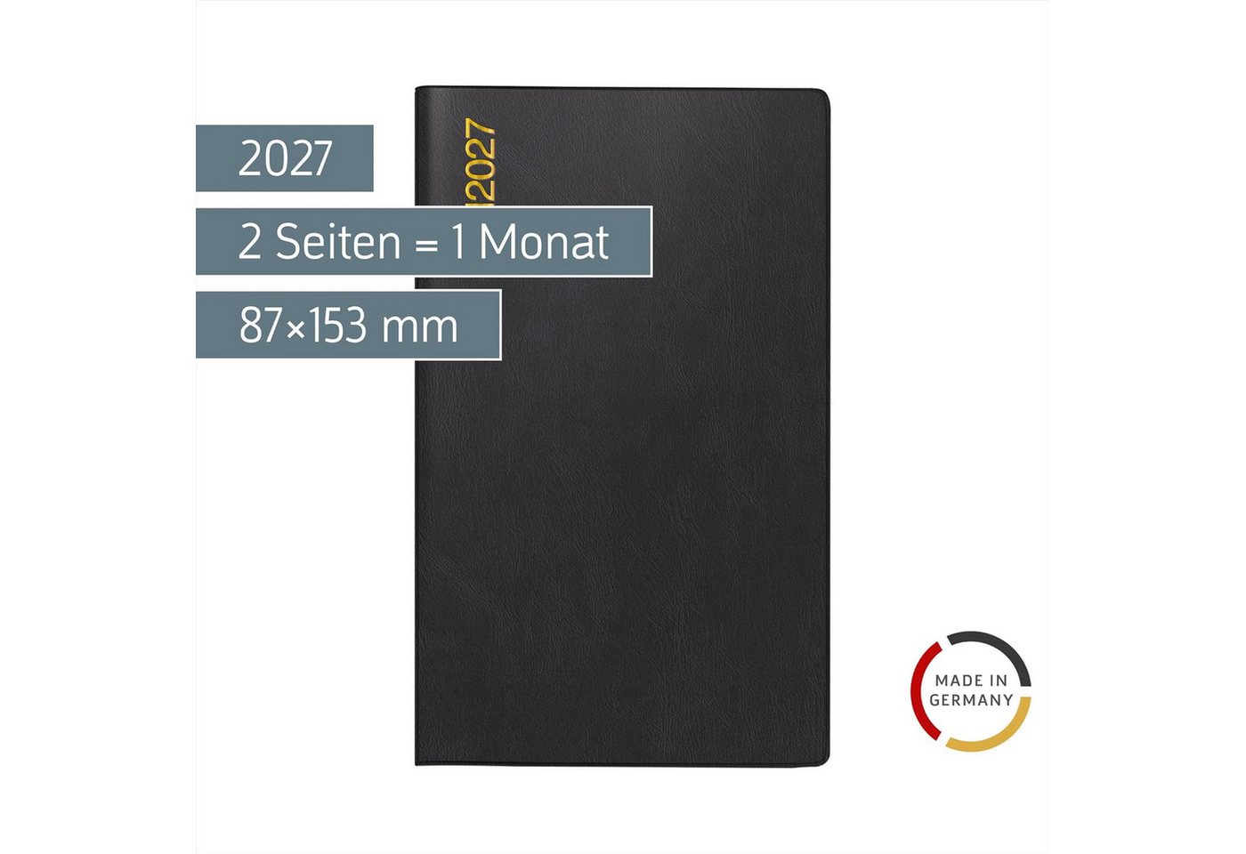 RIDO Buchkalender rido/idé Taschenkalender M-Planer 2027 A6, Kunststoff, schwarz – Bild 2 von 5