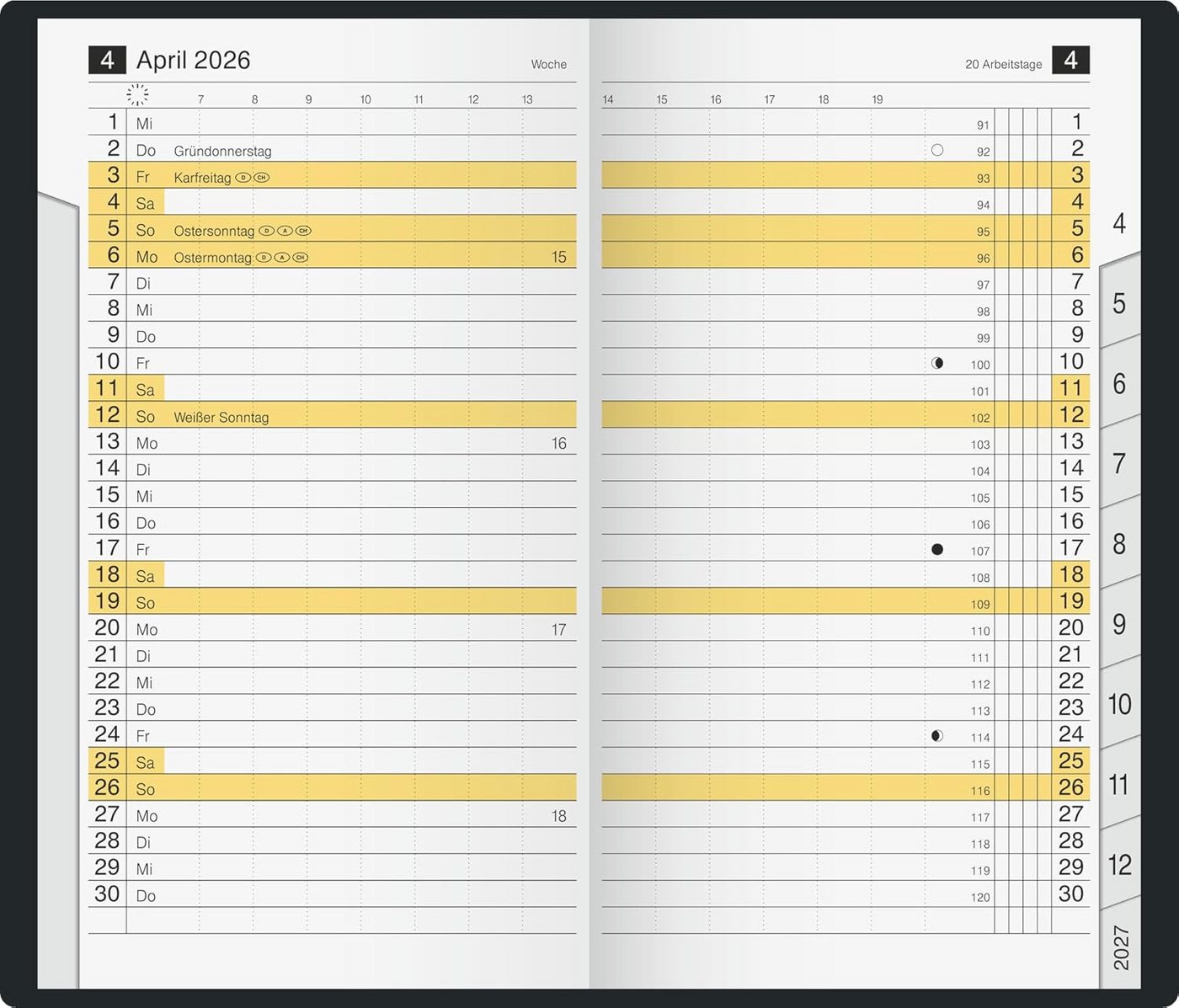 RIDO Buchkalender rido/idé Taschenkalender M-Planer 2027 A6, Kunststoff, schwarz – Bild 5 von 5