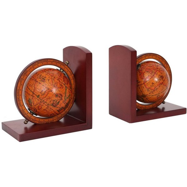 MCW Buchstütze MCW-B79 (Set, 2er), Globus drehbar 2x Buchstütze, Unterseite mit Überzug, antike Weltkarte