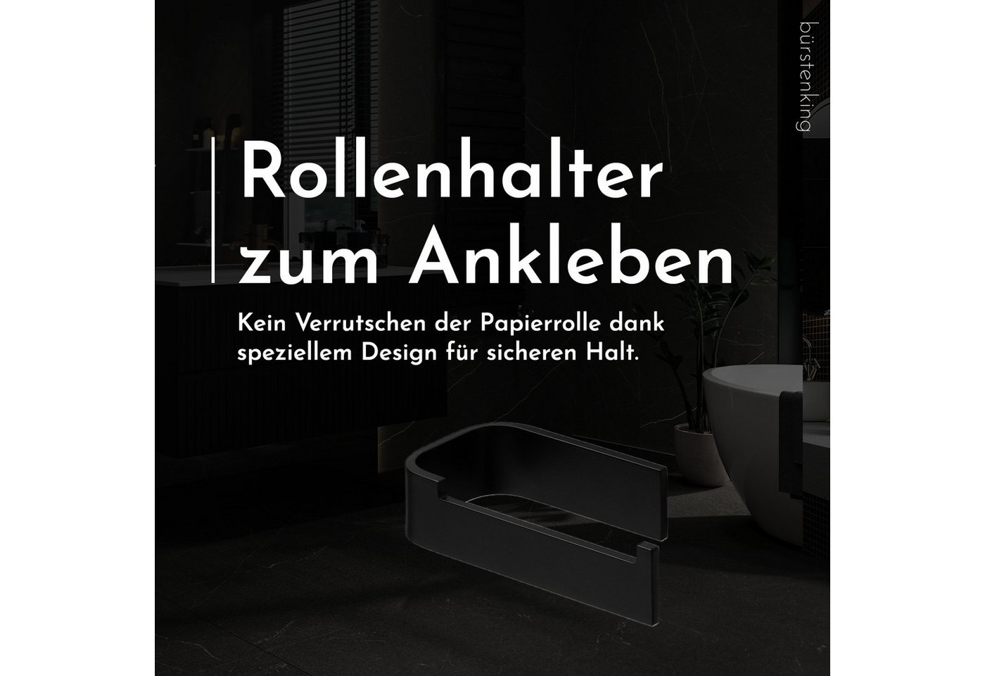 Bürstenking Toilettenpapierhalter ohne Bohren, Selbstklebender Klopapierhalter, WC-Rollenhalter, 3M-Kleber – Bild 2 von 5