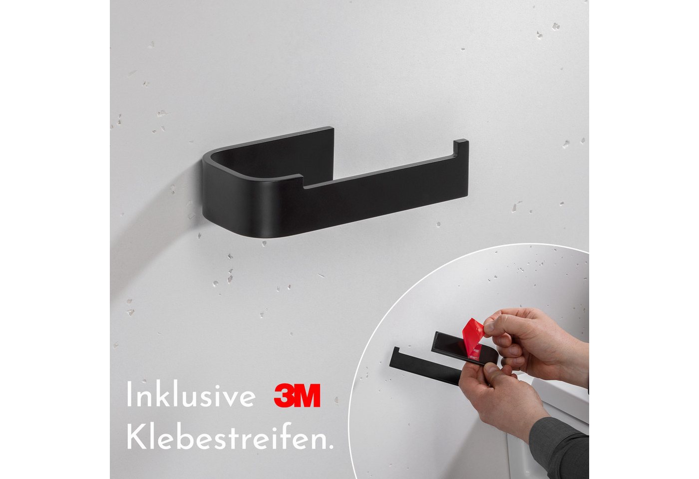Bürstenking Toilettenpapierhalter ohne Bohren, Selbstklebender Klopapierhalter, WC-Rollenhalter, 3M-Kleber – Bild 4 von 5