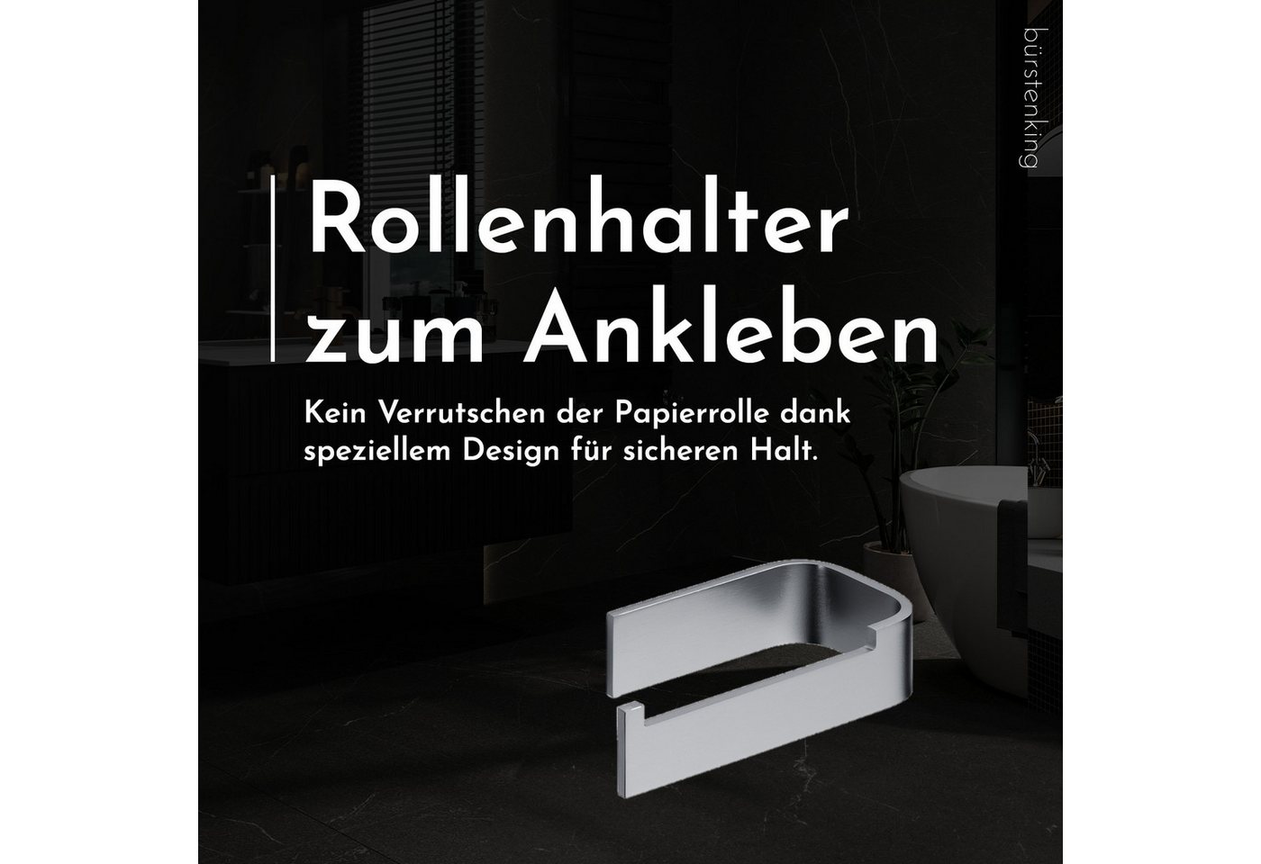 Bürstenking Toilettenpapierhalter ohne Bohren, Selbstklebender Klopapierhalter, WC-Rollenhalter, 3M-Kleber – Bild 2 von 5