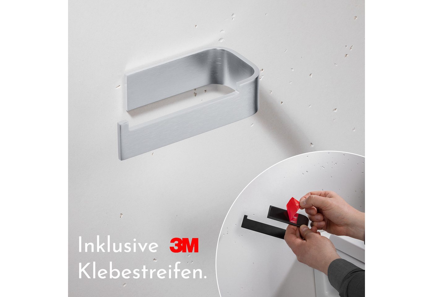 Bürstenking Toilettenpapierhalter ohne Bohren, Selbstklebender Klopapierhalter, WC-Rollenhalter, 3M-Kleber – Bild 4 von 5