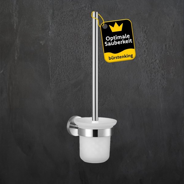 Bürstenking WC-Reinigungsbürste WC-Garnitur Toilettenbürste mit Halter – Edelstahl matt, Serie 190, (Serie 190, Serie 190), Rostfrei, langlebig, platzsparend, h