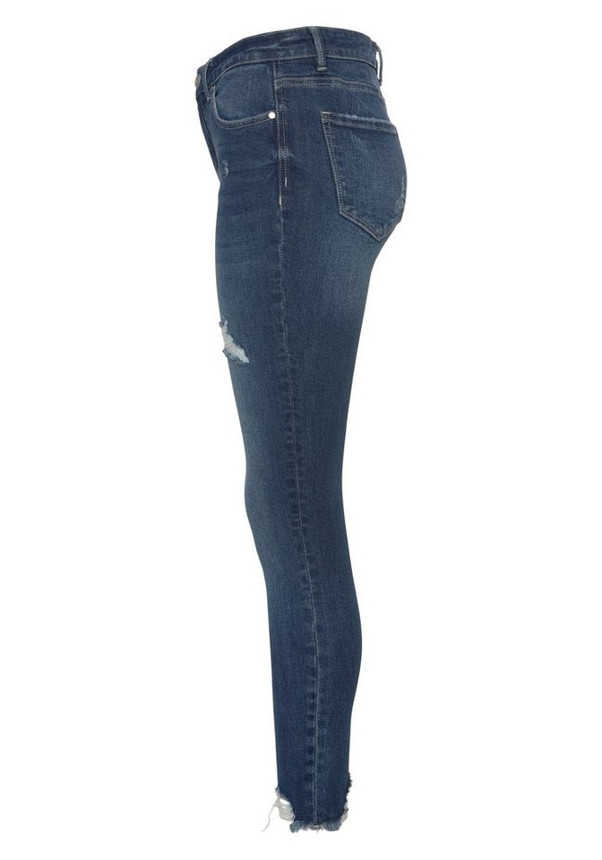Buffalo Destroyed-Jeans mit ausgefransten Saumabschlüssen aus bequemer Baumwollmischung mit ausgefranstem Beinabschluss und Stretchanteil, schmale Passform – Bild 5 von 5