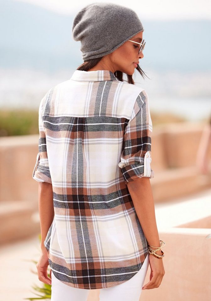 Buffalo Hemdbluse aus weichem Flanell mit Karomuster lässiges Karohemd, Karobluse aus Baumwolle, Westernbluse, Flanellhemd – Bild 3 von 5