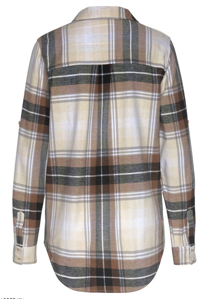 Buffalo Hemdbluse aus weichem Flanell mit Karomuster lässiges Karohemd, Karobluse aus Baumwolle, Westernbluse, Flanellhemd – Bild 4 von 5