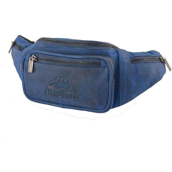 Buffalo Hill Bauchtasche Büffelleder, Vintage Umhängetasche mit Reißverschlüssen >BT-09