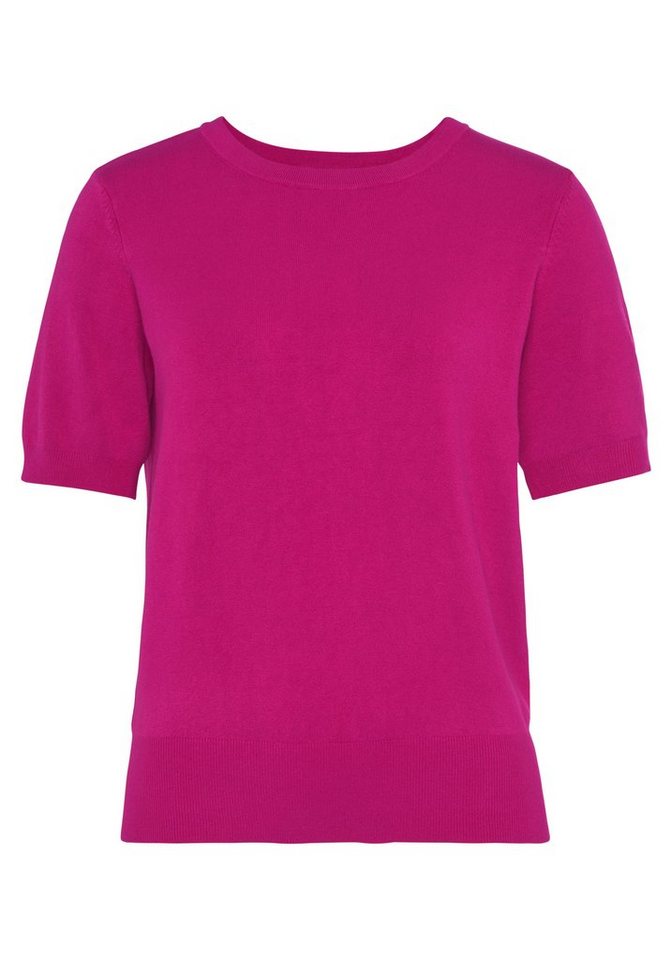 Buffalo Kurzarmpullover aus softem Feinstrick figurbetonter Rundhalspullover, softes Strickshirt, Basic – Bild 2 von 5