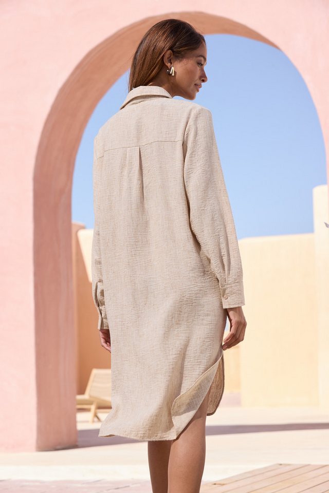 Buffalo Longbluse aus strukturierter Webware mit Melange-Optik luftiges Strandkleid, Sommerkleid aus sommerlich leichter Qualität – Bild 3 von 5
