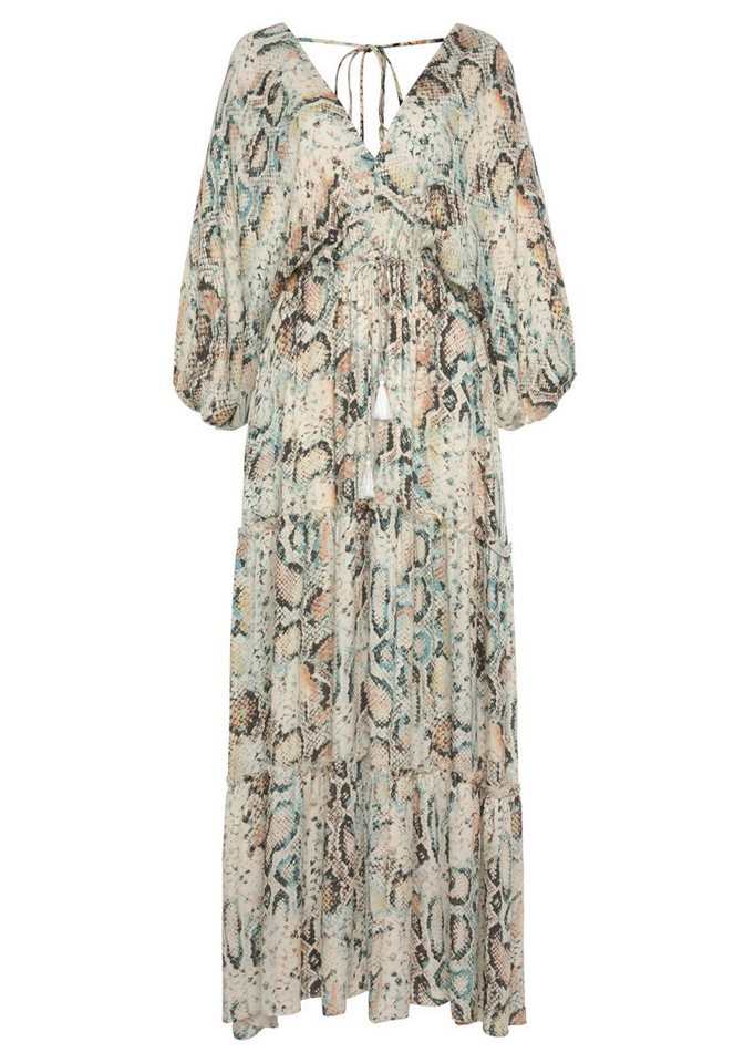 Buffalo Maxikleid mit Schlangenmuster, aus leichter Webware, Boho-Kleid Luftiges Sommerkleid, Tunikakleid, Druckkleid, Festival, casual-chic – Bild 2 von 5