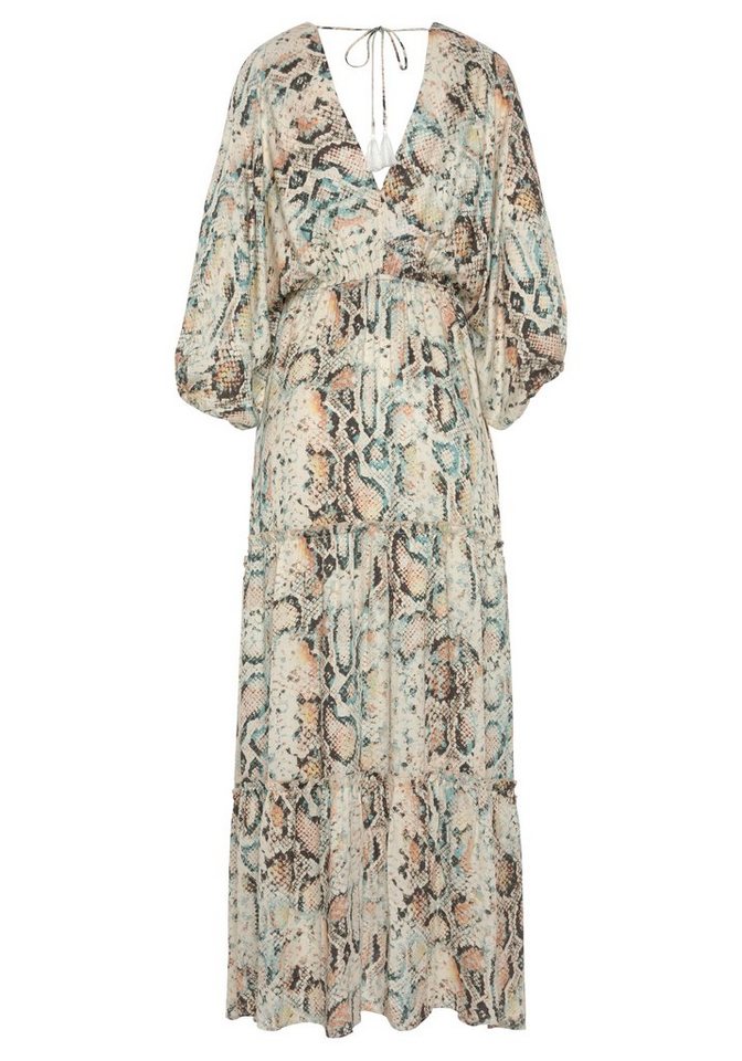 Buffalo Maxikleid mit Schlangenmuster, aus leichter Webware, Boho-Kleid Luftiges Sommerkleid, Tunikakleid, Druckkleid, Festival, casual-chic – Bild 4 von 5