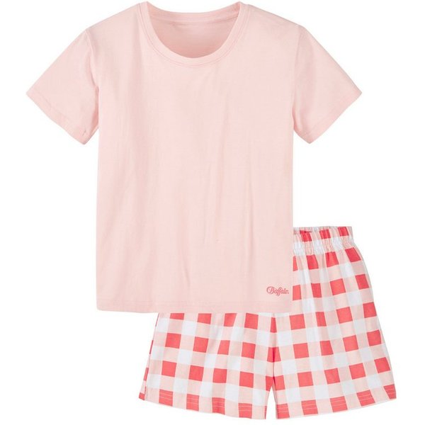 Buffalo Pyjama (2 tlg., 1 Set) kurzer Schlafanzug, unifarben und kariert, aus Baumwolle