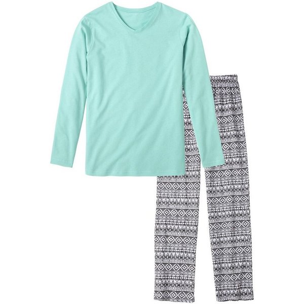 Buffalo Pyjama (2 tlg., 1 Set) langer Schlafanzug, Hose mit Allover-Print, aus Baumwolle