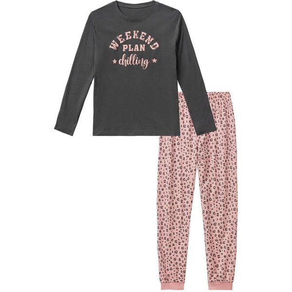 Buffalo Pyjama (2 tlg., 1 Set) langer Schlafanzug mit Leo-Print, aus Baumwolle