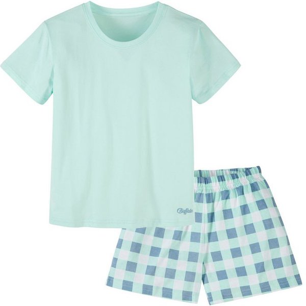 Buffalo Pyjama (2 tlg., 1 Set) kurzer Schlafanzug, unifarben und kariert, aus Baumwolle
