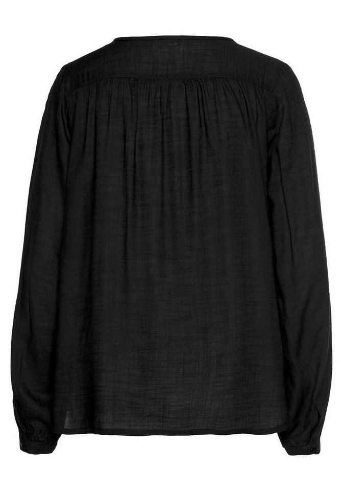 Buffalo Schlupfbluse mit durchgehender Knopfleiste aus leicht strukturierter Webware Langarmbluse ohne Kragen, gerade Passform, leichte Webware, Basic – Bild 4 von 5