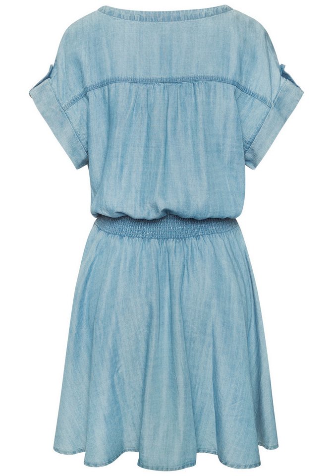 Buffalo Sommerkleid mit V-Ausschnitt aus weicher Lyocellware kurzes Kleid, figurumspielendes Sommerkleid, Strandkleid, Tunikakleid – Bild 4 von 5