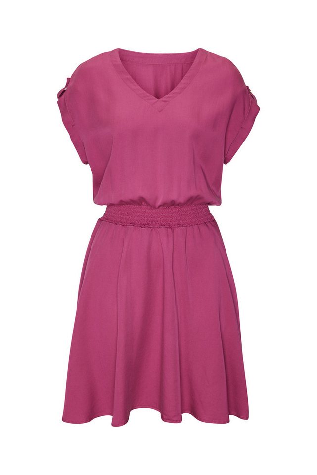 Buffalo Sommerkleid mit V-Ausschnitt aus weicher Lyocellware kurzes Kleid, figurumspielendes Sommerkleid, Strandkleid, Tunikakleid – Bild 2 von 5