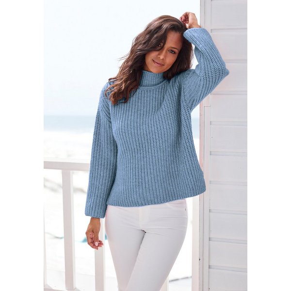 Buffalo Stehkragenpullover in Melange-Optik lockere Passform, warmer Strick, kuscheliger Strickpullover, Oversize