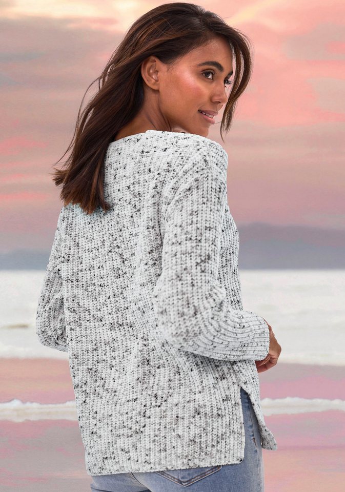 Buffalo V-Ausschnitt-Pullover aus kuschelig weichem Chenillegarn kuschelig weicher Strickpullover, in Multicolor-Optik, Kuschelpullover – Bild 3 von 5