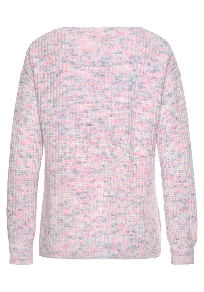 Buffalo V-Ausschnitt-Pullover aus kuschelig weichem Chenillegarn kuschelig weicher Strickpullover, in Multicolor-Optik, Kuschelpullover – Bild 4 von 5