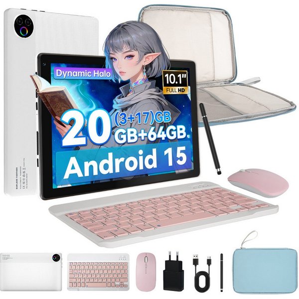 BUFO 10 Zoll Android 15/16, 64GB+1 TB erweiterbar, HD Display, WiFi 6 Tablet (10", 64 GB, Android 15, WiFi, mit Tastatur, Maus, Stift und praktischer Tragetasch