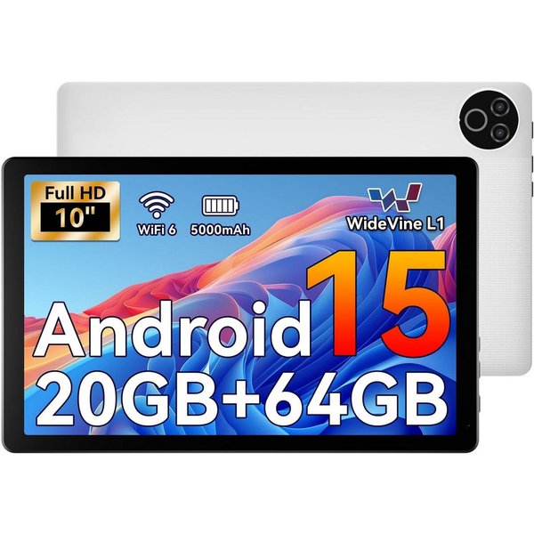 BUFO 10 Zoll HD, 3 GB RAM, 64 GB Erweiterbar auf 1 TB, Android Tablet (10", 64 GB, Android 15, 2,4G/5G WiFi, Dual-Kamera)