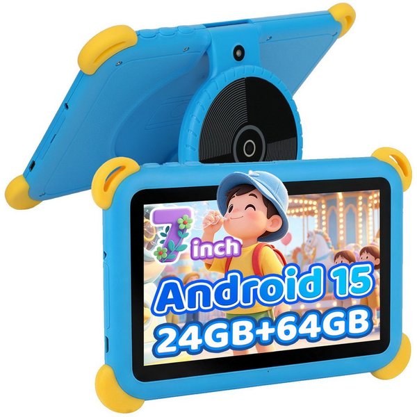 BUFO 7 Zoll mit Robuster Hülle, 32/64/128GB, WiFi Bluetooth Android Kinder Tablet (7", 64 GB, Android 15, WiFI, Elternkontrolle, Lernapps, Kinder-Modus)