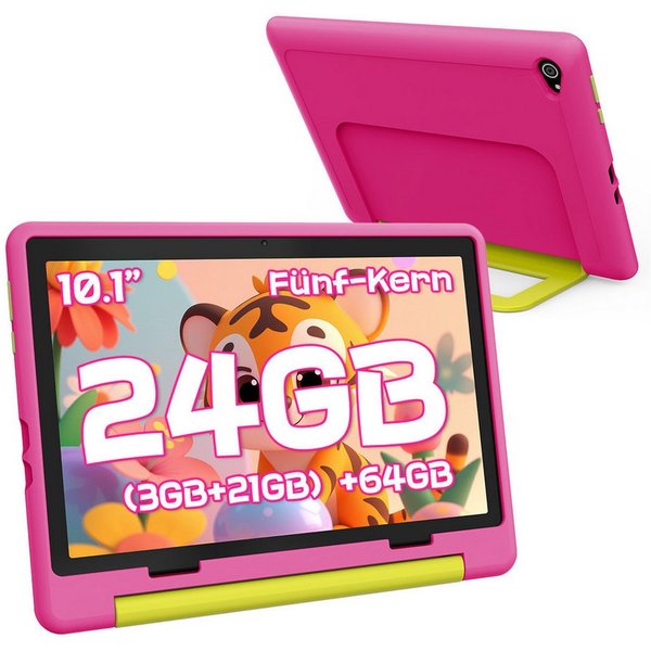 BUFO Android 16 10-Zoll, 24(3+21) GB RAM + 64 GB ROM (TF Expand 1TB) Kinder Tablet (10", 64 GB, Android 16, WiFi 6, Android 16, Elterliche Kontrolle, HD IPS 128