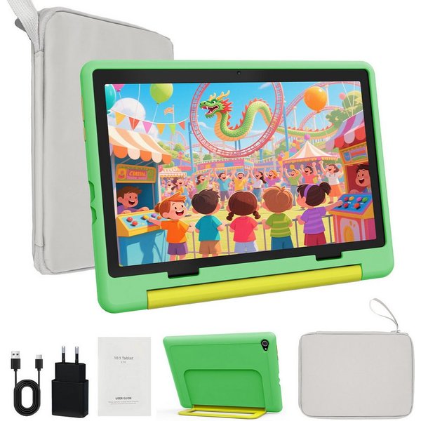 BUFO Android 16 10-Zoll, 24(3+21) GB RAM + 64 GB ROM (TF Expand 1TB) Kinder Tablet (10", 64 GB, Android 16, WiFi 6, Android 16, HD IPS 1280x800, 6000mAh, für Sp