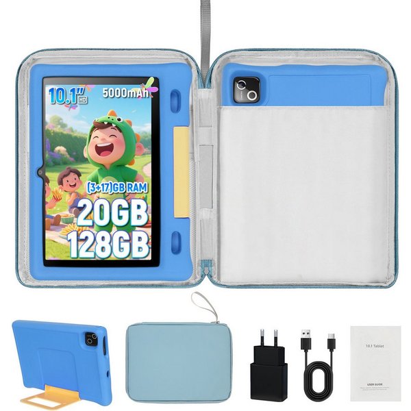 BUFO Kinder Lern-Tablet mit Elternkontrolle 10'' Android 16, 64GB Tablet (10", 128 GB, Android 15, Kids Bumper blau)