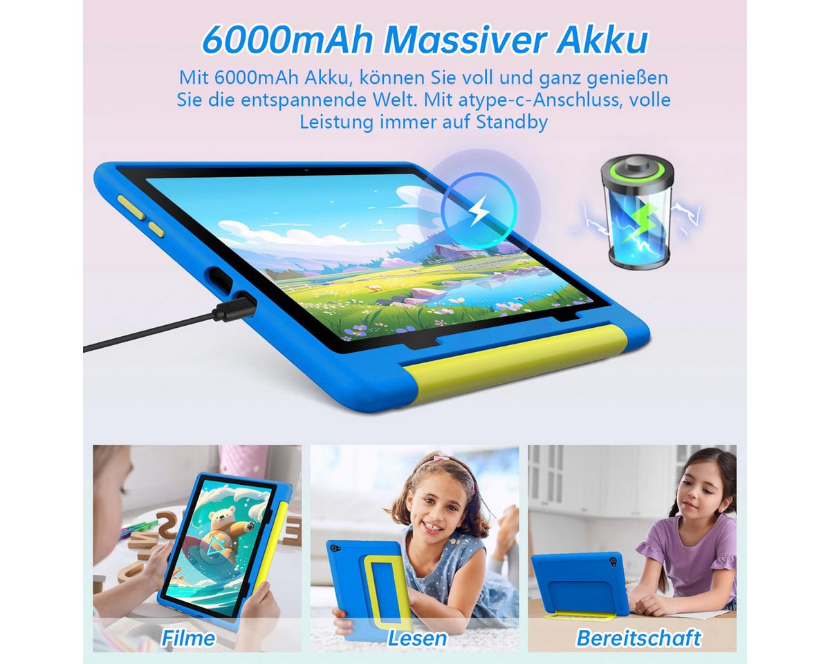 BUFO Kinder Lern-Tablet mit Elternkontrolle 10'' Android 16, 64GB Tablet (10", 64 GB, Android 16, Kids Bumper blau) – Bild 3 von 5