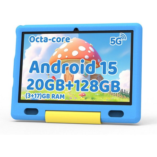 BUFO Kinder Lern-Tablet mit Elternkontrolle 10'' Android 16, 64GB Tablet (10", 128 GB, Android 15, Kids Bumper blau)
