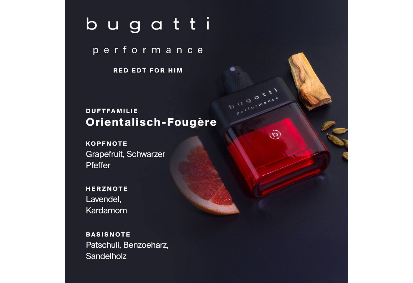 bugatti Duft-Set PERFORMANCE RED FOR HIM EDT 100ml + SG 200ml GP, Stil und Dynamik – Bild 2 von 2