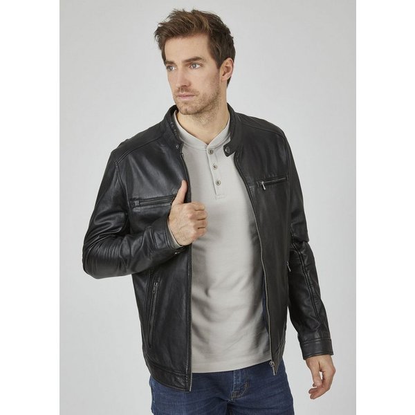 bugatti Lederjacke BUDANILO (1-St) mit Reißverschlüssen und Druckknopfriegeln