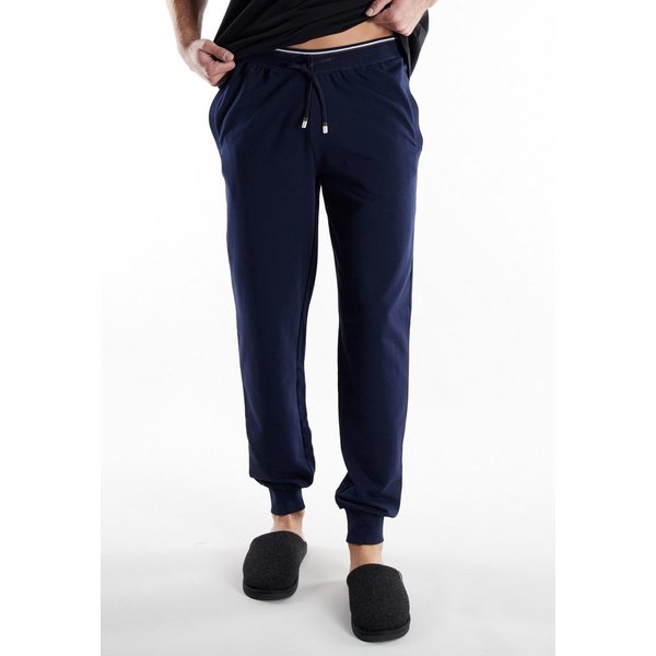bugatti Pyjamahose Bologna mit Seitentaschen, niedriger Bund, bequem, elastisch, Materialmix